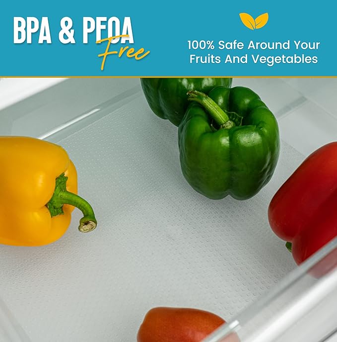 Refrigerator Liners for Shelves by Linda’s Essentials - Easy to Clean Fridge Liner with Spill Protection Fridge Shelf Liners & Drawer Liner, Nonslip BPA-Free Refrigerator Mats (Clear Roll)