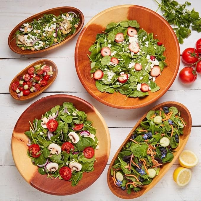 Rustic Wood Bowls for Serving Salads (Large (13-14"))
