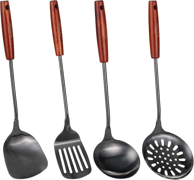 FJNATINH Wok Spatula 15 inches Spatulas for Wok, Stainless Steel Metal Wok Spatulas for Kitchen Use Cooking Utensils Spatula for Cooking Cast Iron