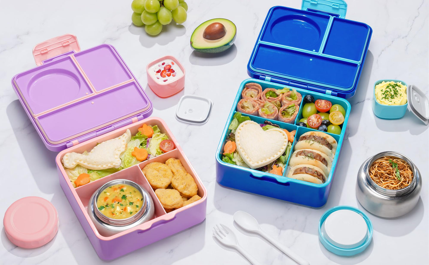 Fimibuke 60oz Kids Bento lunch Box with Insulated Lunch Bag & 8.5oz Thermo
