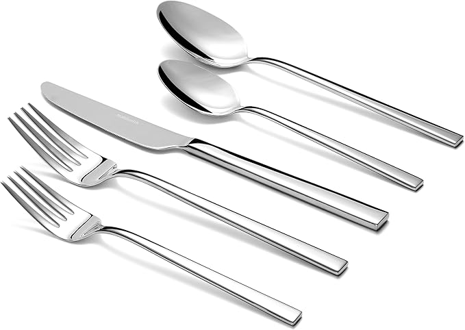 STAHLSMITH 20-Piece Durable 18/10 Silverware Set, Stainless Steel Flatware