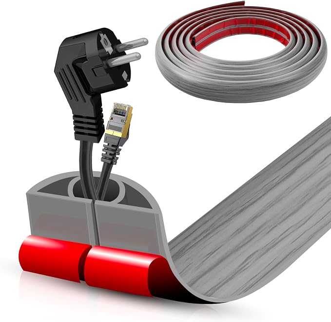 Floor Cord Cover Self Adhesive Cord Hider, 10FT Cable Management, Extension