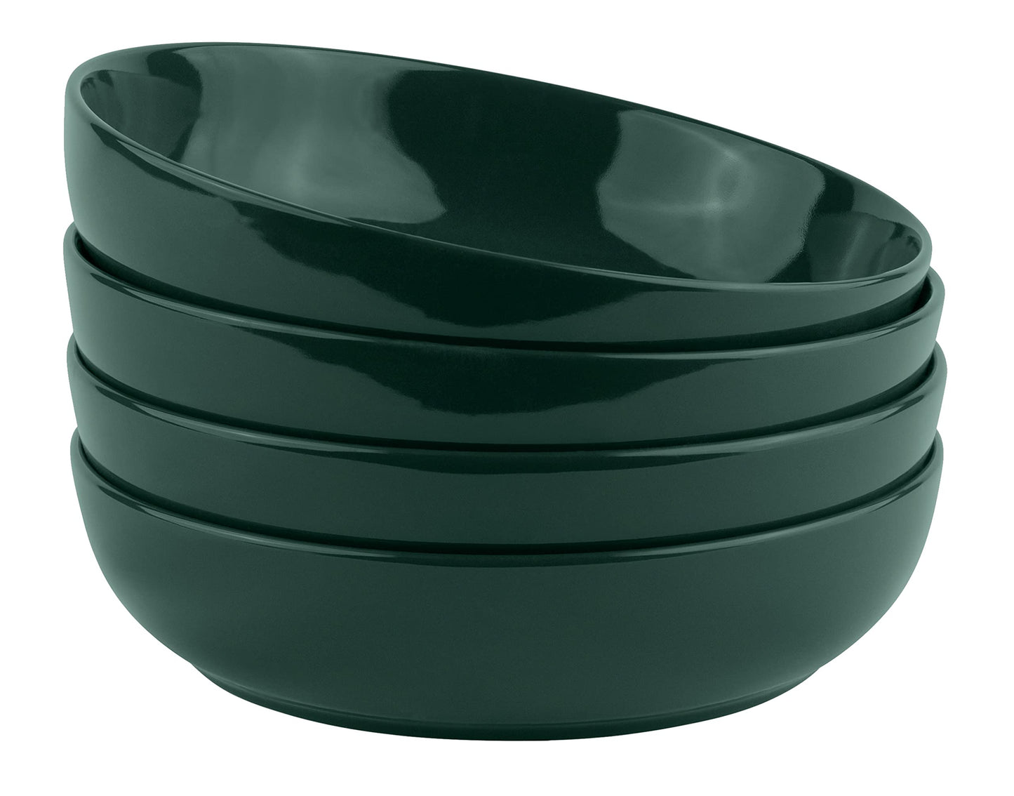 KooK Pasta Bowl, Salad Bowls, Soup, Serving Bowls, Ceramic, Large Capacity, Microwave & Dishwasher Safe, Set of 4, 40 Oz,(Red)