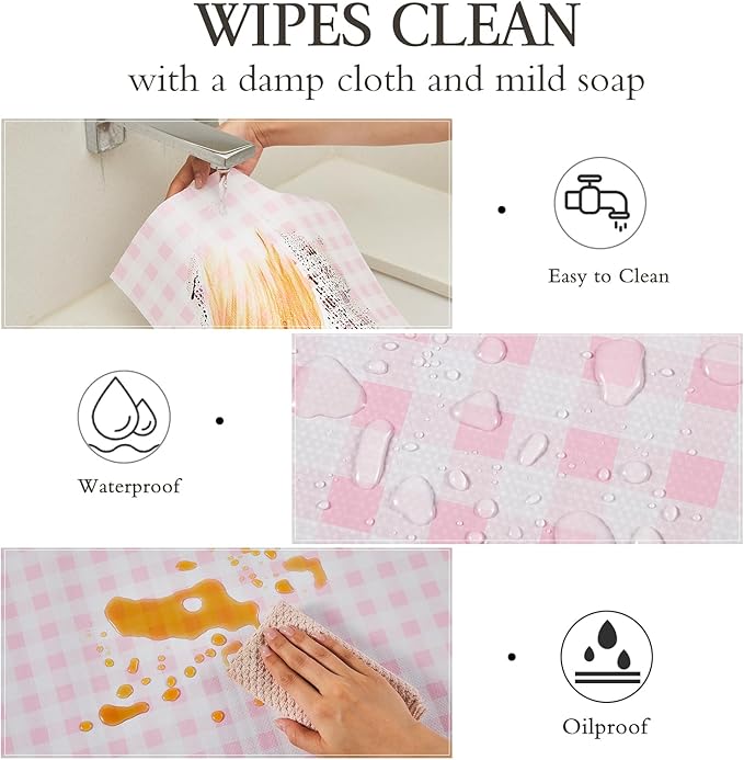 Beautysaid Shelf and Drawer Liner for Kitchen Cabinet, Non Adhesive Non Slip Shelf Paper Waterproof Washable Thickened for Dresser Pantry Shelve Bathroom Protector Liner(Pink Checkered,12 in x 20FT)