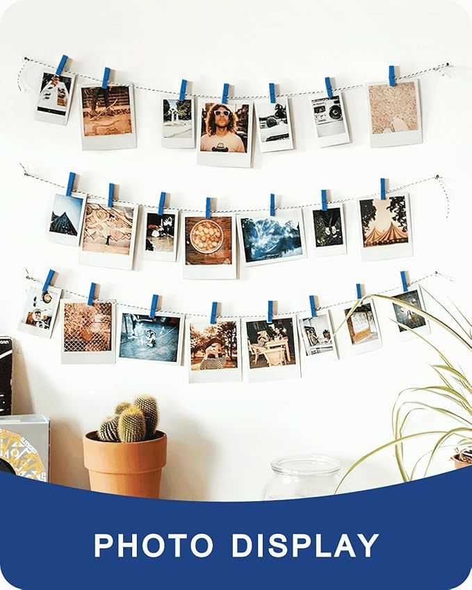 Mini Clothes Pins Wooden Colored Small Clothespins for Photo 1.4 Inch 50 PCS, Navy Blue Tiny Clips Close Pin for Baby Shower Classroom Crafts Project Decorations Hanging Pegs