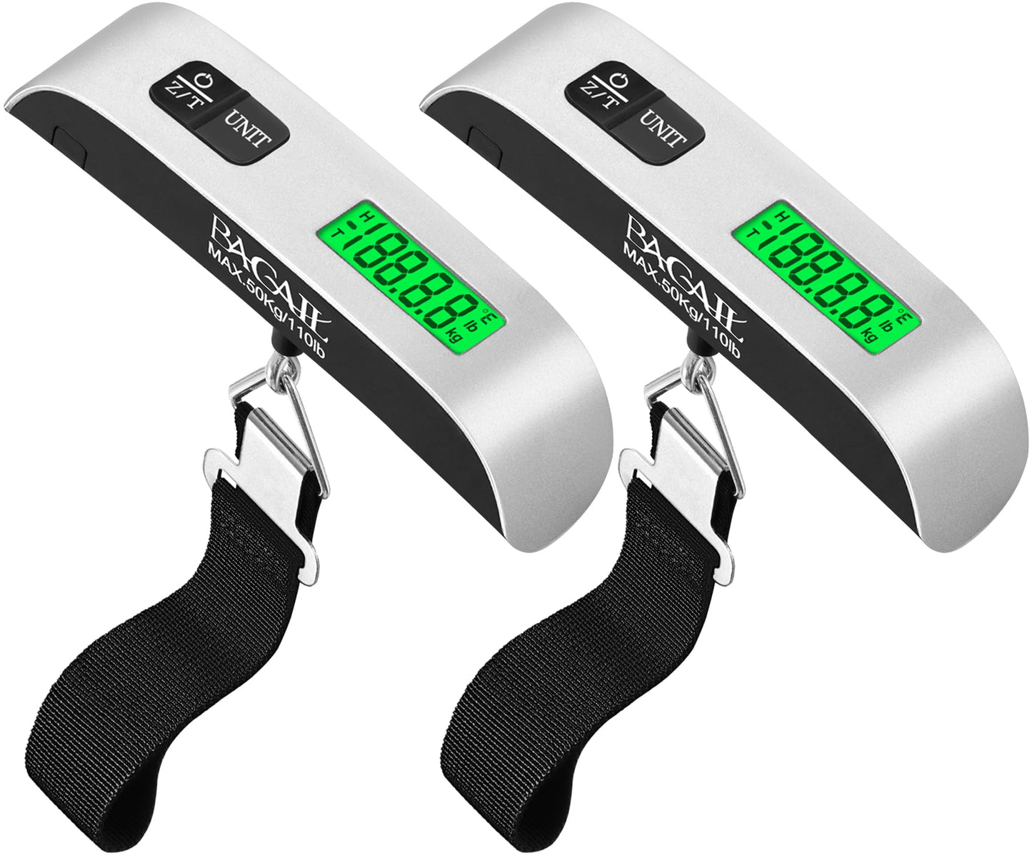 BAGAIL Digital Luggage Scale, 110lbs Hanging Baggage Scale with Backlit LCD Display,Portable Suitcase Weighing Scale,Travel Luggage Weight Scale with Hook,Strong Straps for Travelers(Black)