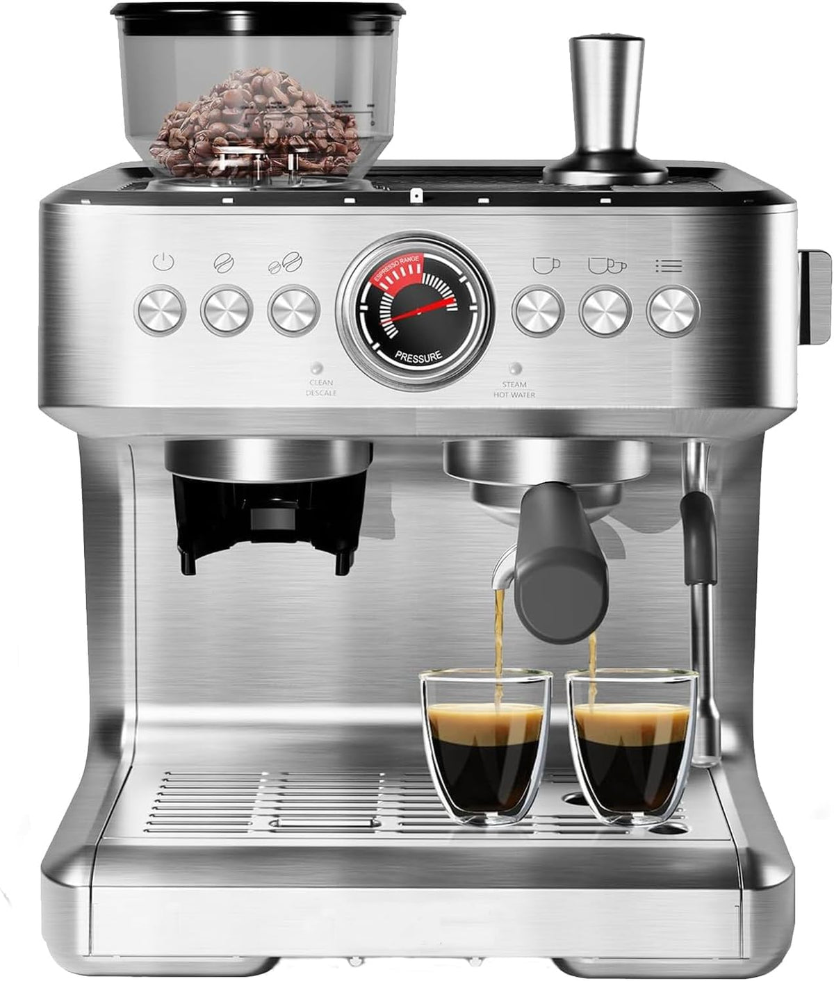 Garvee Espresso Machine With Grinder, 20 Bar Professional Coffee Maker With Milk Frother Steam Wand for Cappuccino, Latte, Macchiato, 95 oz Removable Water Tank, Smart PID Temperature Control