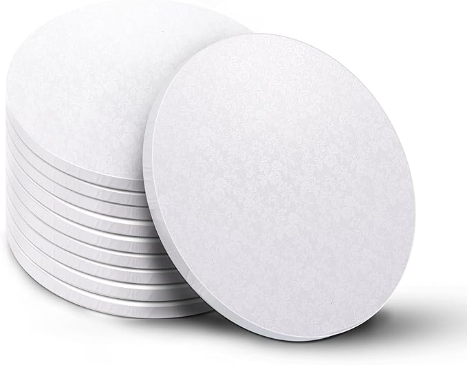 Bekoetoz 10-Pack Round Gold Cake Drum Board 12 Inch Sturdy 1/2 Inch Thick Full Wrap Edge Cake Base for Heavy Tiered Cakes(12" Gold)
