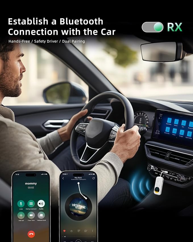Bluetooth Wireless Audio Transmitter/Receiver, 20+ Hours Playtime, Supports 2