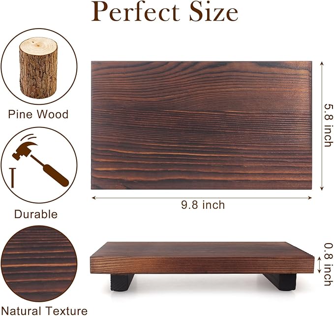 Farmhouse Bathroom Tray Organizer Wooden Riser Stand Wood Trays for Kitchen Counter Decor Pedestal Dish Soap Dispenser Holder Kitchen Sink Tray Modern Bathroom Vanity Accessories Decorative Trays