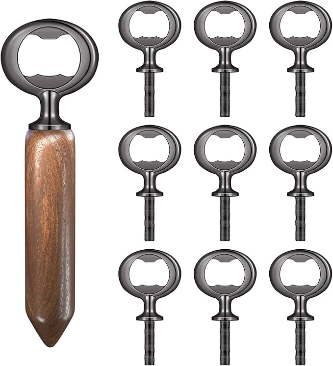 Yugada Metal Bottle Opener Kit, 20 Pcs Blank Stainless Steel Inserts, DIY Beer Opener Hardware DIY Craft Handmade Wood Turning Kits, Flat Black Inserts