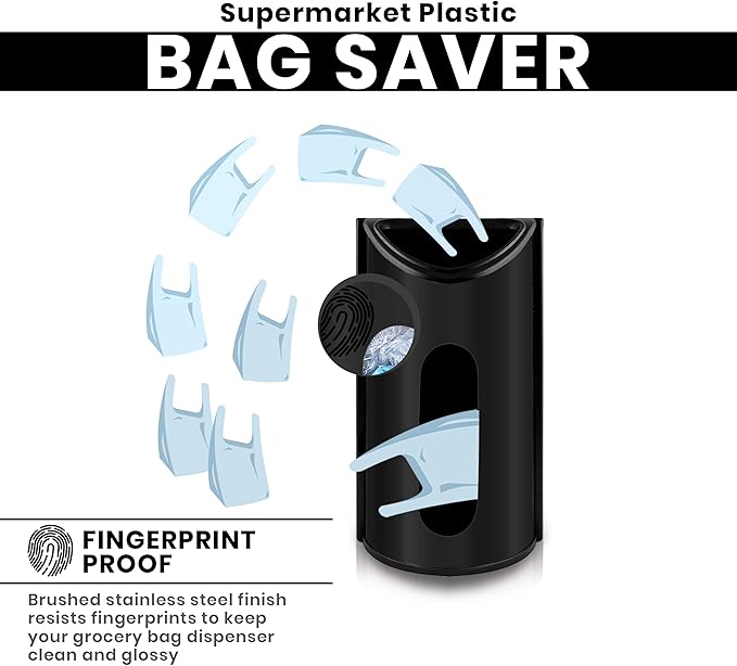 Utopia Kitchen Grocery Plastic Bag Holder and Dispenser Medium, Easy Wall Mount Bag Saver, Stainless Steel, Black