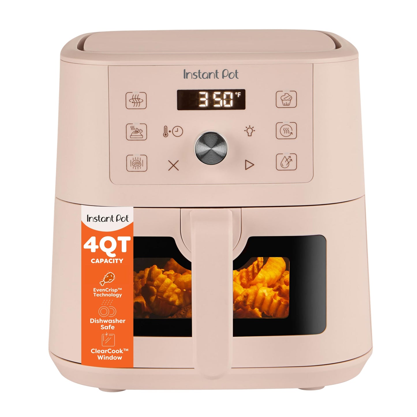 Instant Pot 4Qt VORTEX 6-in-1 Mini Air Fryer, Custom Program Options, Air Fry, Broil, Roast, Dehydrate, Bake, Reheat, Sea Salt, 4 Quarts