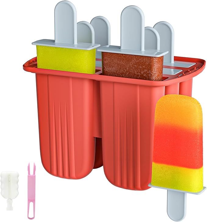 Bongpuda 6 Pieces Silicone Popsicle Molds,Easy-Release BPA-Free,Ice Pop Mold Ice Cream Molds For Kids,With 6 PCS Plastic Stick+Cleaning Brush (Mint Green)