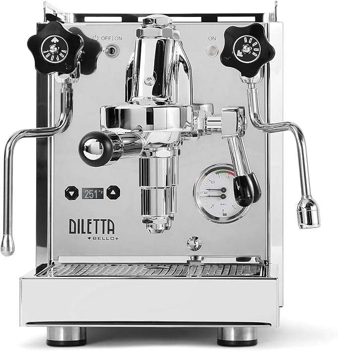 Diletta Bello+ Espresso Machine | E61 | PID Temperature Control | Shot Timer | Programmable Preinfusion | Handmade In Italy (Black)