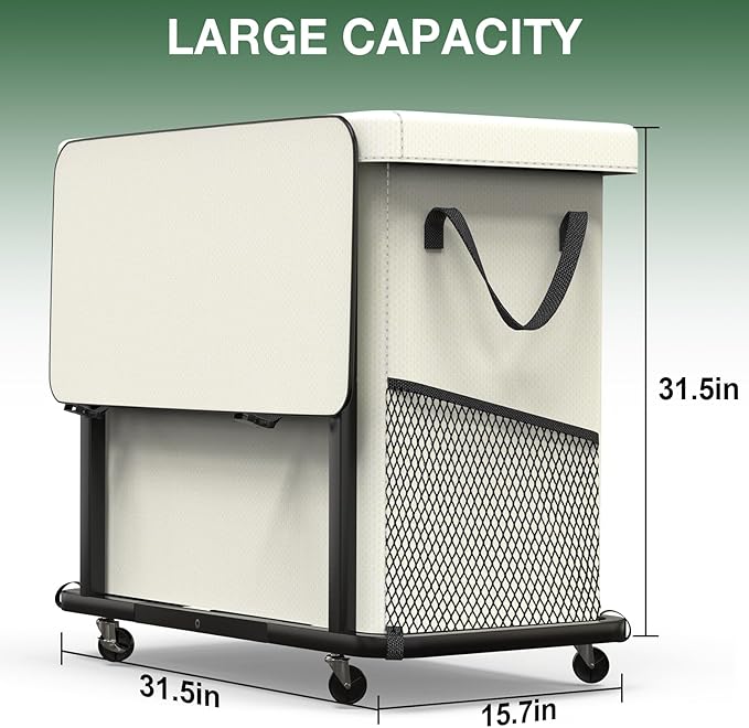 60 Gal(230L) High Grade Large Laundry Basket with Wheels, Rolling Laundry Hamper, Laundry Cart with Metal Frame and Removable Bag Design, Suitable for Laundry Room,Bedroom (White, 3 Section 230L)