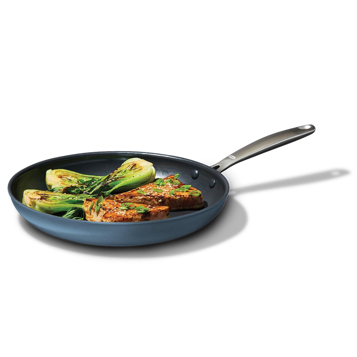 OXO Enhanced 12” Nonstick Frying Pan Skillet, Ceramic PFAS-Free Cookware, Stainless Steel Handle, Eggs & Omelets, Dishwasher & Oven Safe, Biscuit Brown