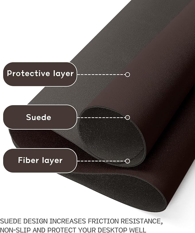 YSAGi Non-Slip Leather Desk Pad L Size, Waterproof Laptop Computer Desk