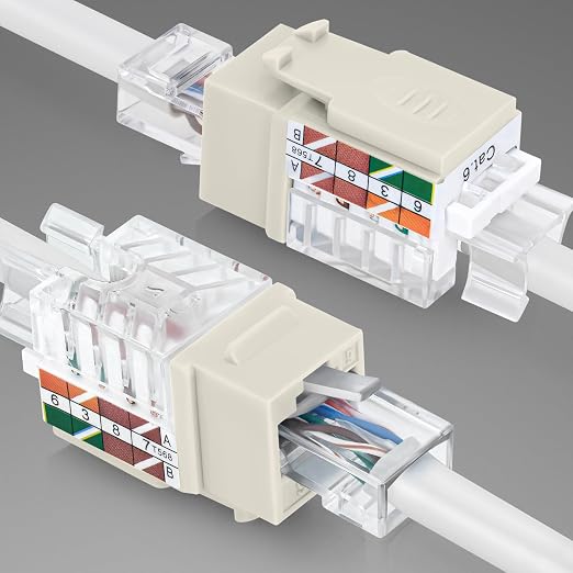 Everest 45° Angled RJ45 Cat6 Keystone Jacks 50-Pack in Light Almond