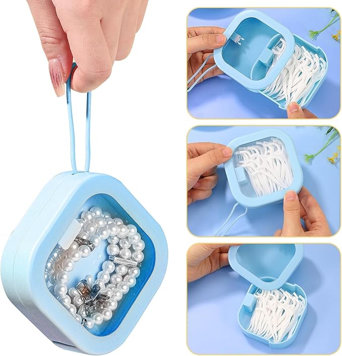 2pcs Hair Tie Organizer,Portable Travel Qtip Holder,Bathroom Storage Organizer Qtip Dispenser Cotton Swabs Dispenser Kids Hair Accessory Box with Lid for Bathroom,Desktop Organizer(2PCS,Purple)