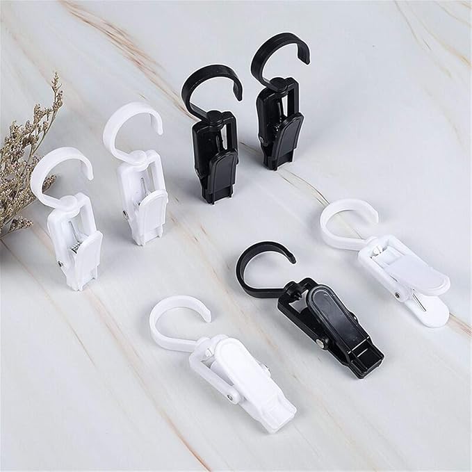 10 PCS Super Strong Plastic Swivel Hanging Hooks Home Swivel Laundry Clips Curtain Clips Clothes Pins Beach Towel Clips, 4.3inch, Black