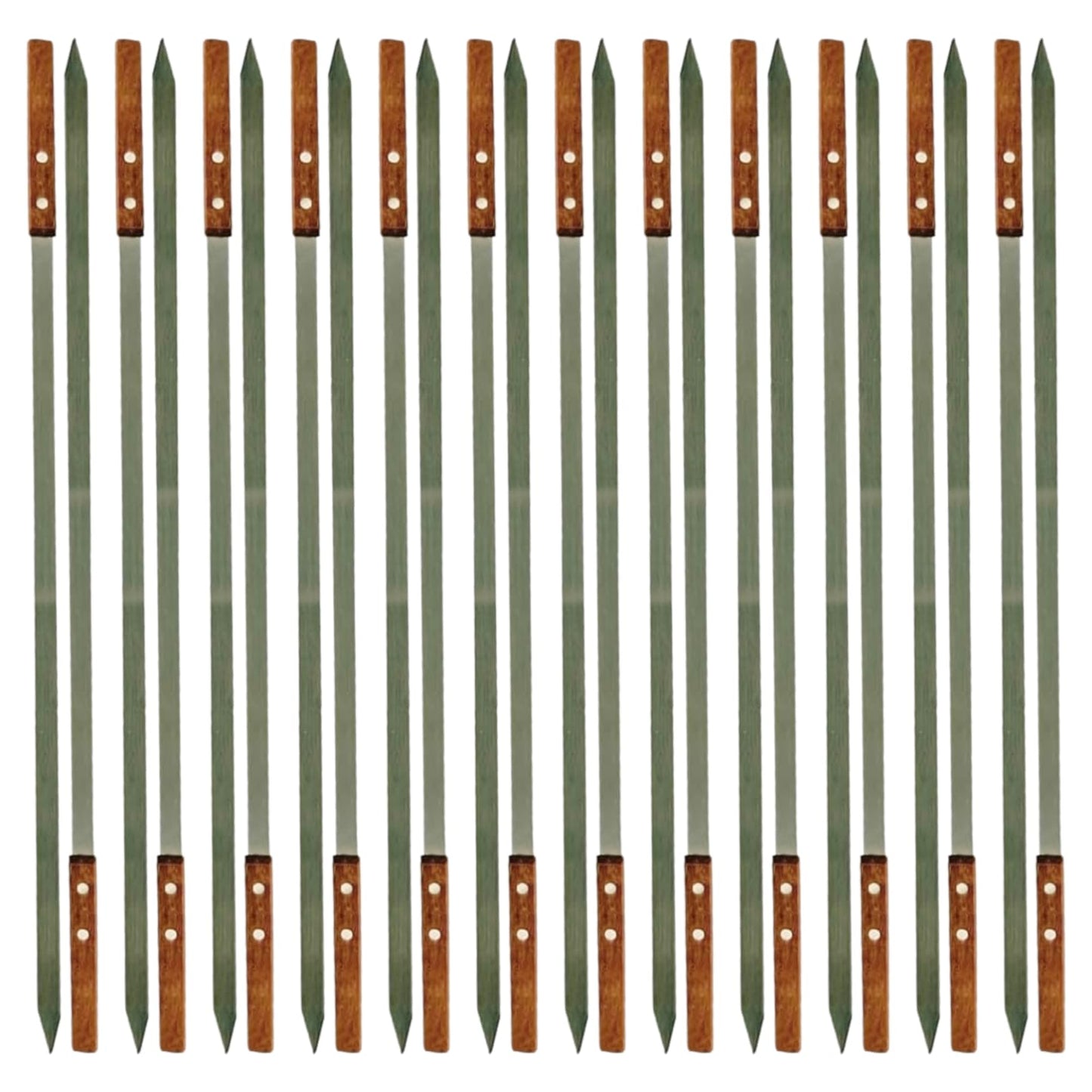 Premium Stainless Steel Barbecue Skewers BBQ Outdoor Grill Skewer stick Barbecue Fork with Solid Wood Handle for Grilling Shish Kebob Koubideh Persian Brazilian Kebab 1" wide + 1 Free Skewer (6pcs)