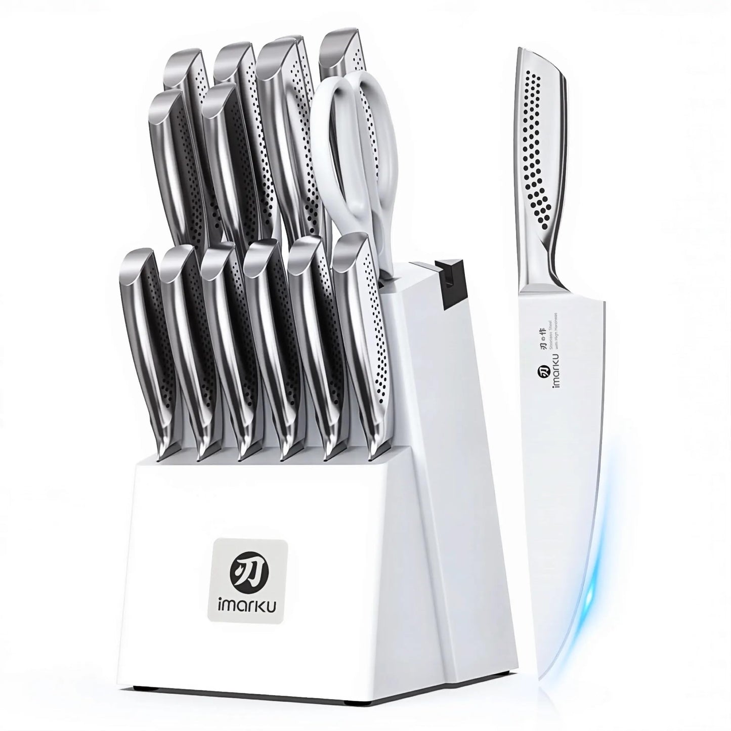 imarku 14-Piece Kitchen Knife Set, High-Carbon Stainless Steel,Pink