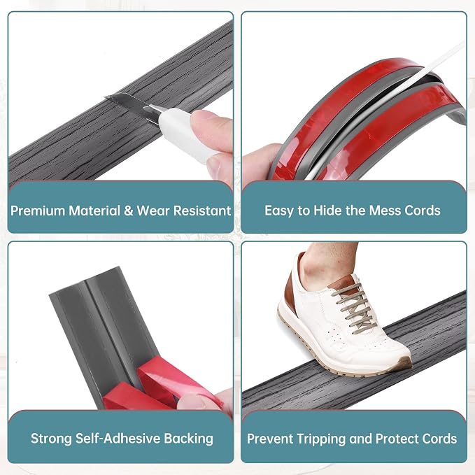 Floor Cord Cover Self Adhesive Cord Hider Floor Extension Cord Covers