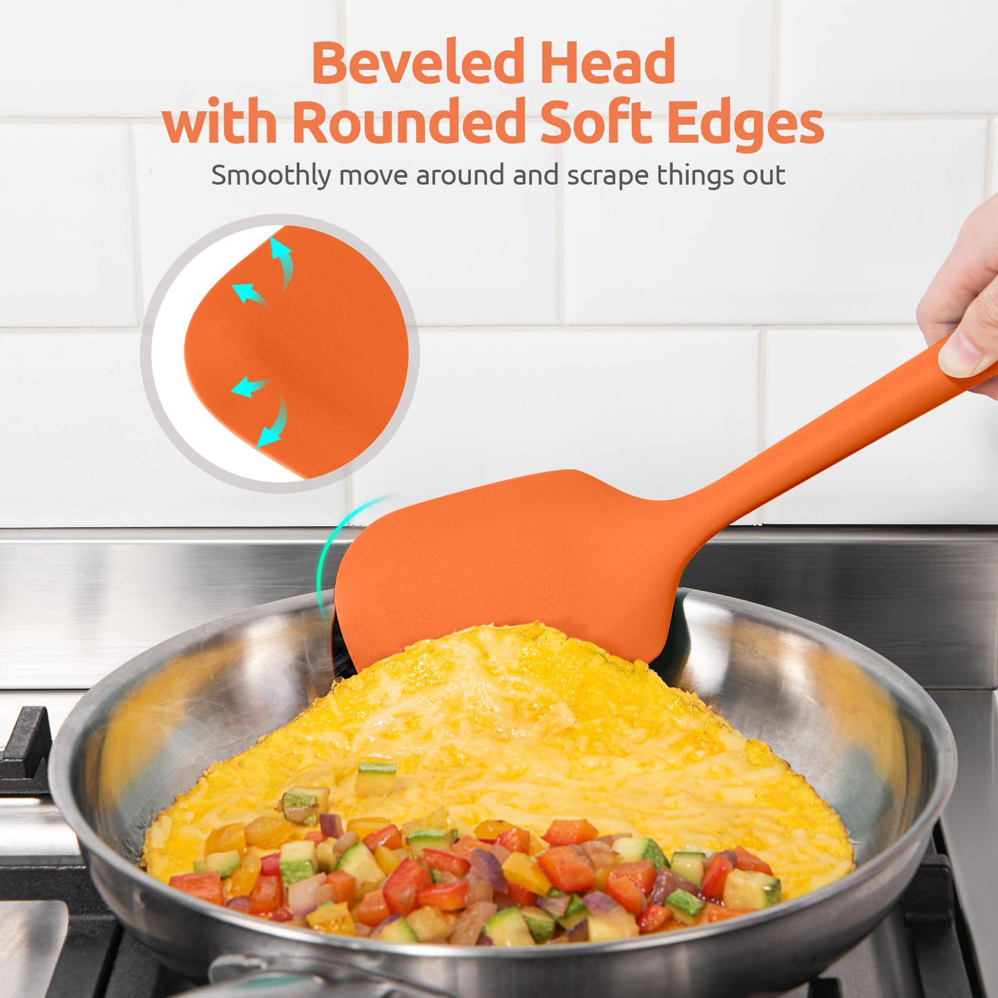 U-Taste Silicone Turner Cooking Spatula, 13.6" Long/3.7" Wide, Purple