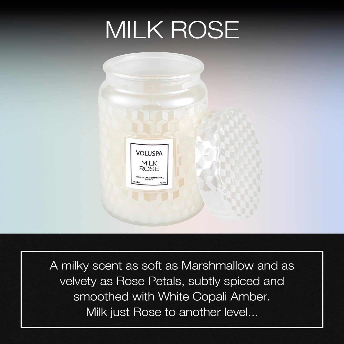 Voluspa Rose Otto, Large Candle Jar, 18 Ounce, 100 Hour Burn Time, Coconut Wax for Clean Burning, Handcrafted in the USA