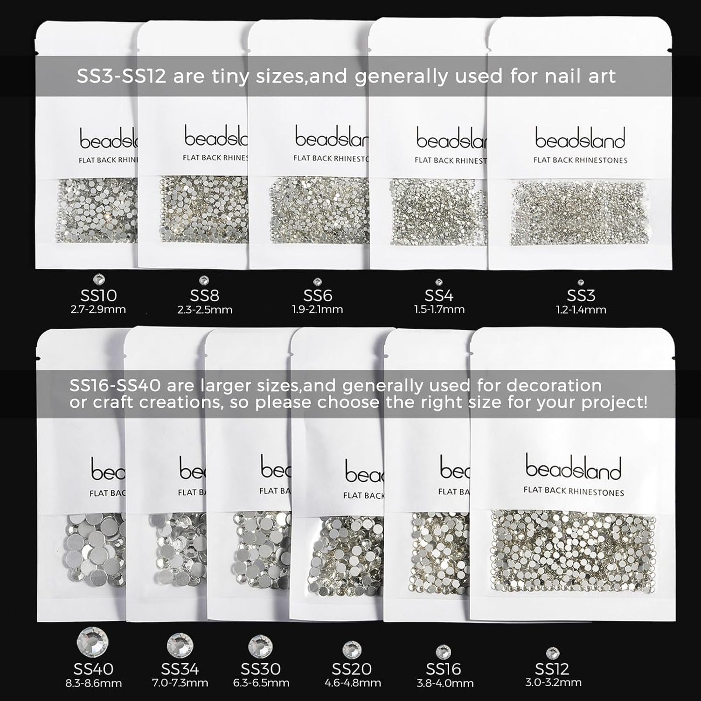 beadsland Flat Back Crystal Rhinestones Round Gems, Light Siam (4.6-4.8mm) SS20/1440pcs