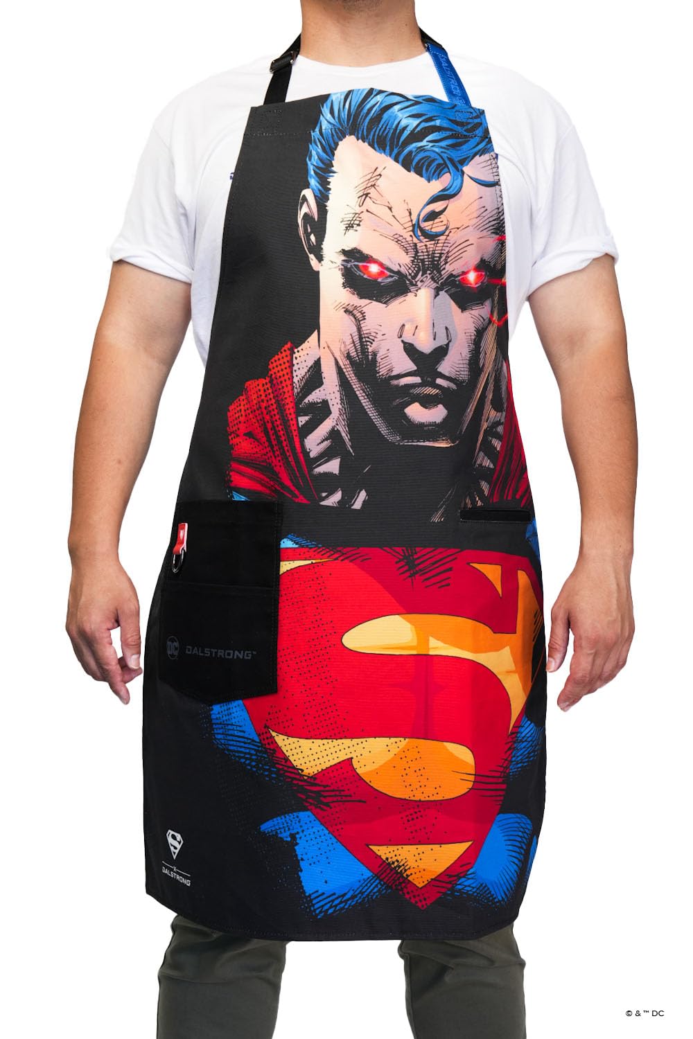 Dalstrong Chef Kitchen Apron - DC Superman™ Man of Steel Edition - Premium Cotton & Nylon Straps - 2 Pockets - Steel Hangloops-Unique Size Fit for All - Stain Resistant