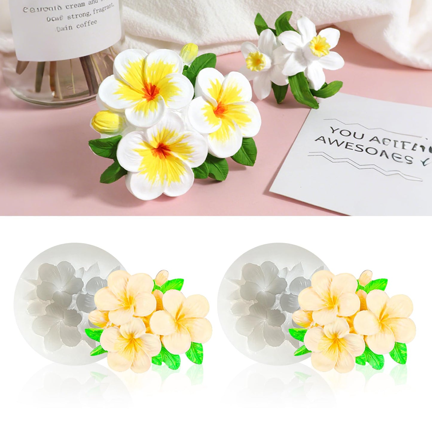 MGLIFEUL 2PCS 3D Flower Candle Making Molds Moldes de Silicona para Velas