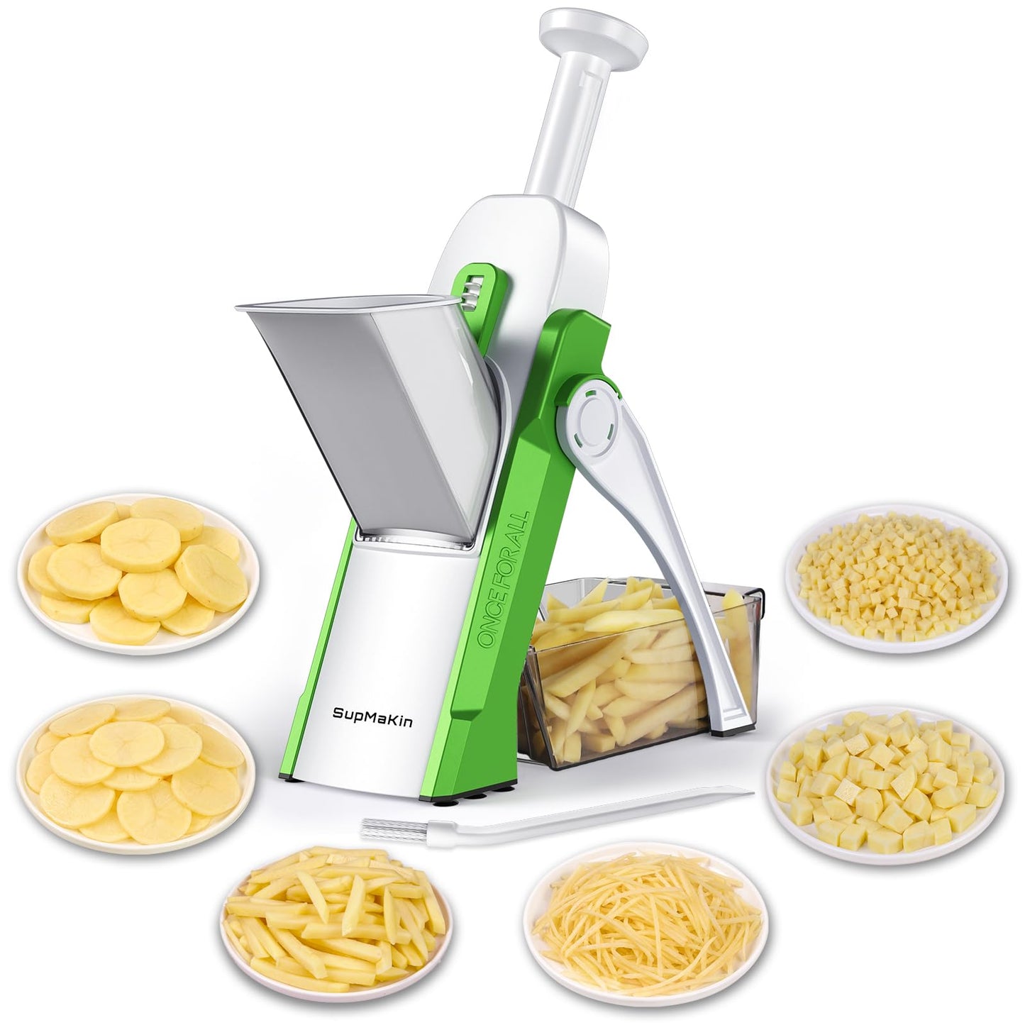 SupMaKin Safe Mandoline Slicer, Potato Slicer Maual Vegetable Chopper Adjustable Thickness Food Cutter, Kitchen Chopping Artifact for Cooking Meal Prep (Gray)