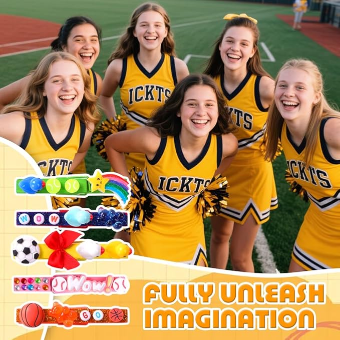 JOICEE 60 Set Cheer Pins Spirit Clips, 60 Colored Wooden Clothes Pins 102 Mini Resin Ducks Bows Daisy and Stickers Pens 150 Clay Beads for Backpacks Ribbon Team Classroom Cheer Gifts Bulk