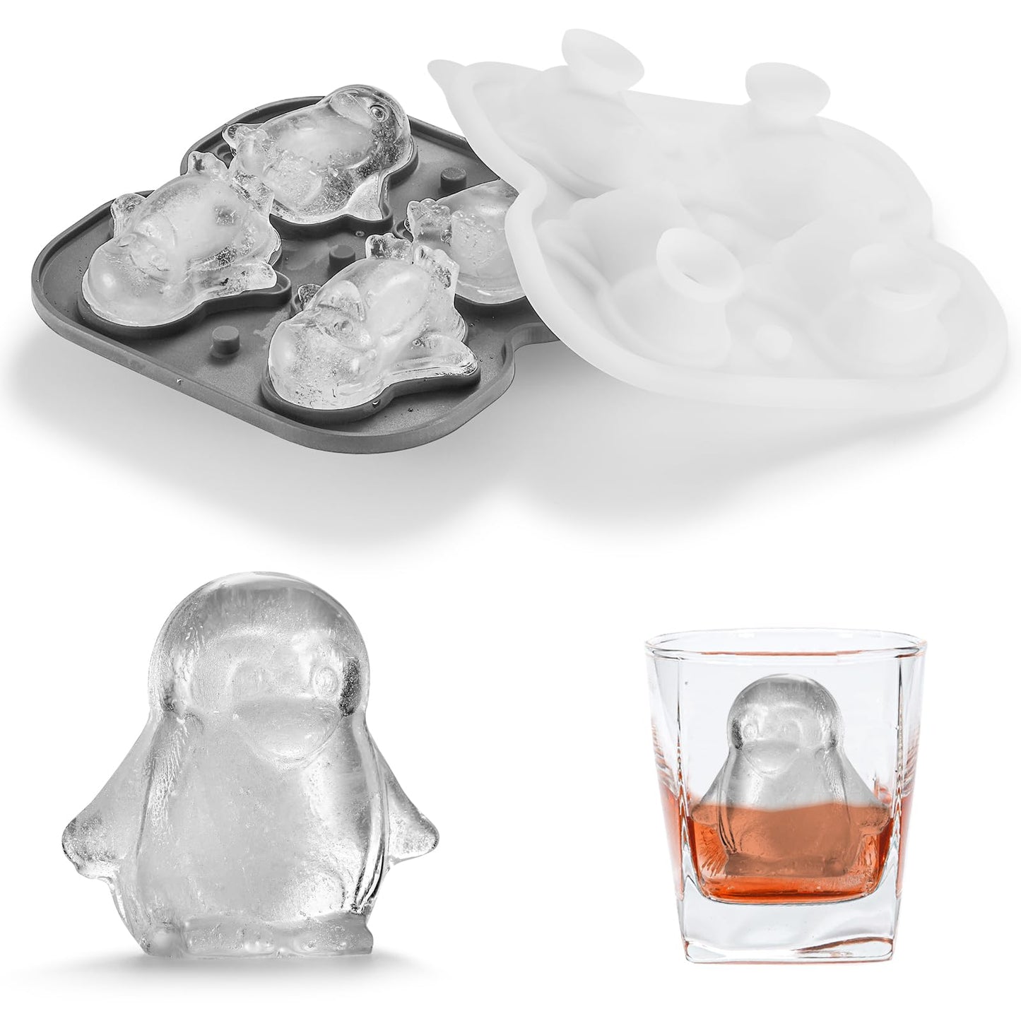 Nax Caki 3D Cat Ice Cube Mold Fun Shapes, Cat Lover Gifts for Women & Mom, Cute Large Craft Ice Mold, Big Ice Cube Trays for Whiskey Cocktails Bourbon
