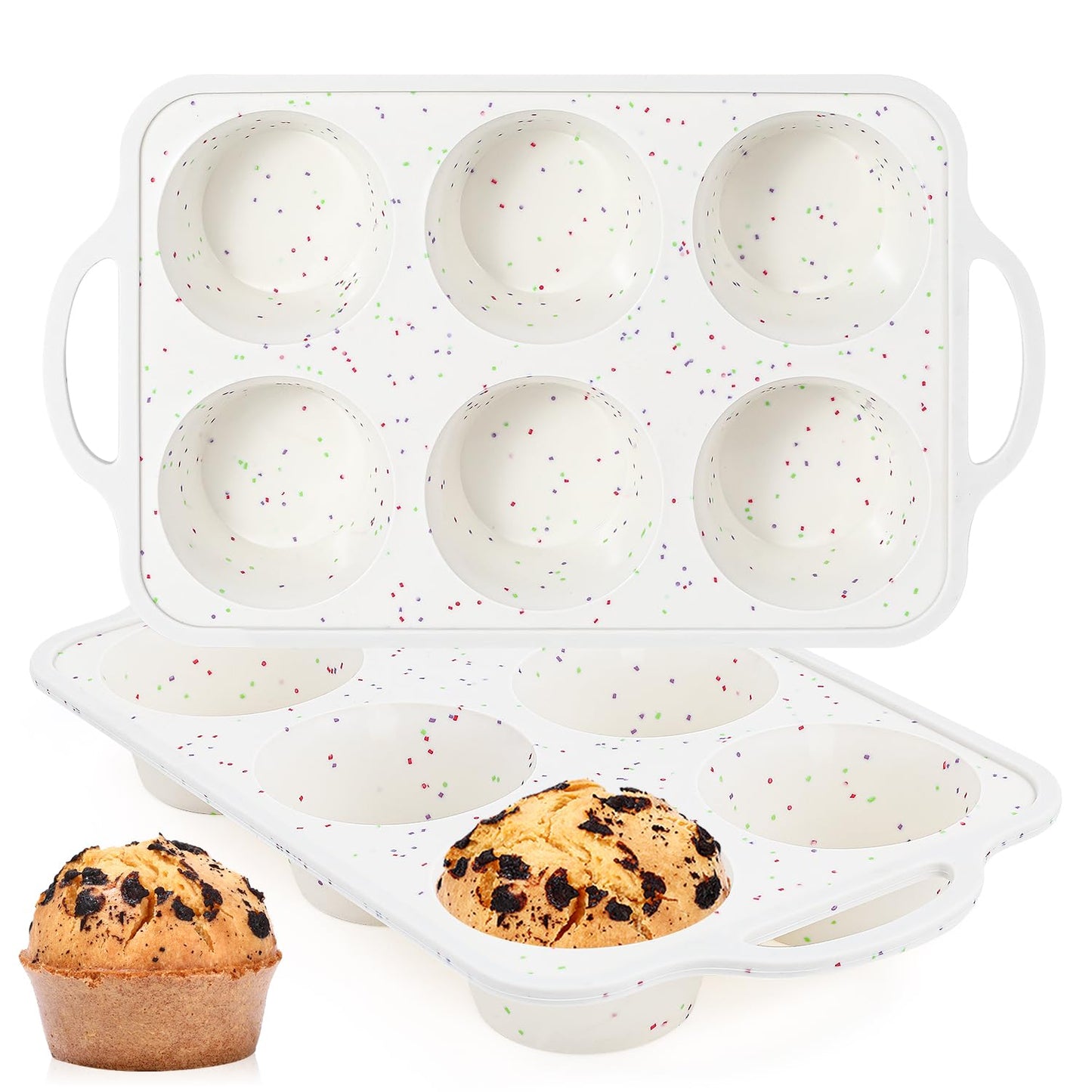 Silicone Muffin Pans for Baking, Metal Reinforced Frame 12 Cups Regular Size Silicone Cupcake Pan Nonstick Muffin Tin for Baking Muffin, Cupcake, Frittatas,BPA Free, Silicone Molds Dishwasher Safe