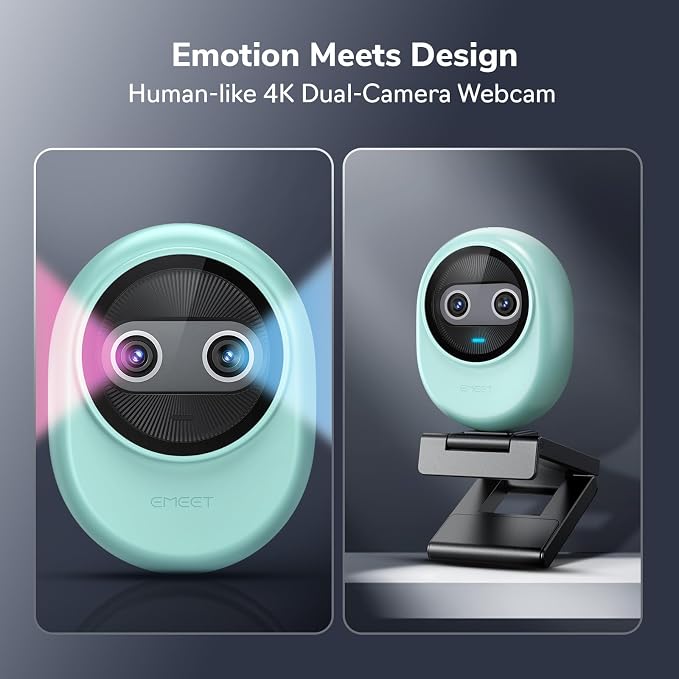 EMEET Piko 4K Webcam for Streaming, World’s 1st Dual-Camera AI-Powered 4K