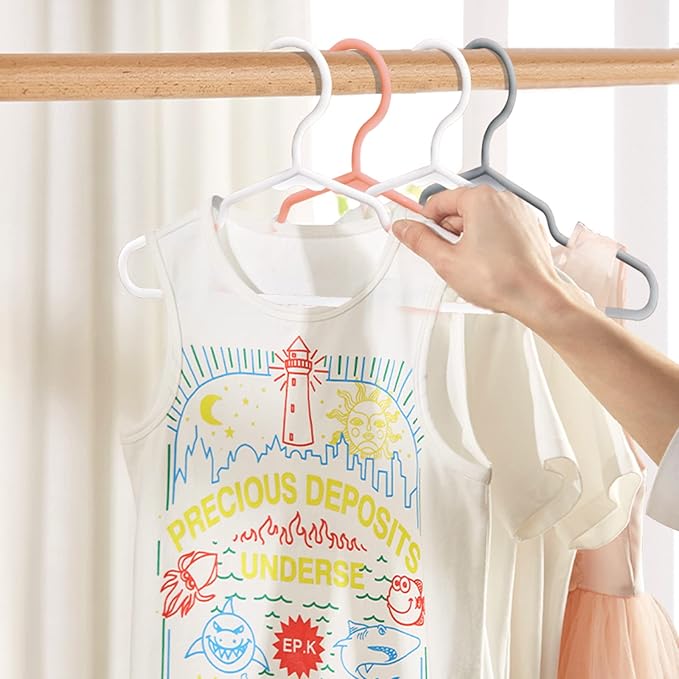 Baby Kids Hangers for Closet - 11.6 Inch 60 Pack Plastic - Children Infant Toddler Hangers for Clothes (Mix Color)