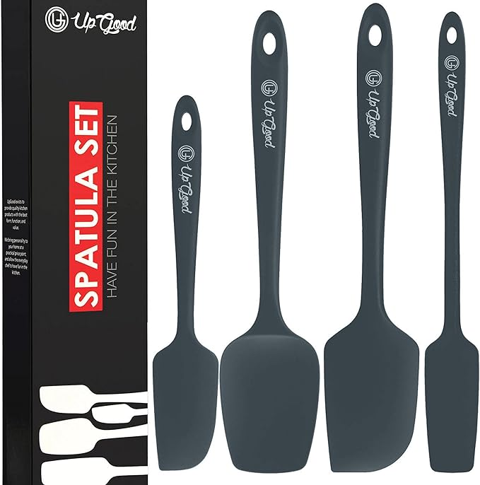 UpGood Silicone Spatula Set 600°F - High Heat Resistant Nonstick, Small and Large Kitchen Spatulas - Flexible BPA Free Professional Grade Cookware - Utensils for Cooking, Baking, Mixing(3 Pcs, Grey)