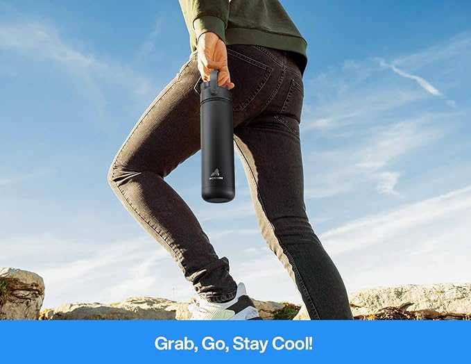 POWCAN 26 oz Insulated Water Bottle with 2-in-1 Straw and Spout Lid, Keep Cold 24H, Leak-Proof, Fits in Car Cup Holder, Stainless Steel Water Bottle for Sports, Travel, Gym, and School (Bubble Bay)