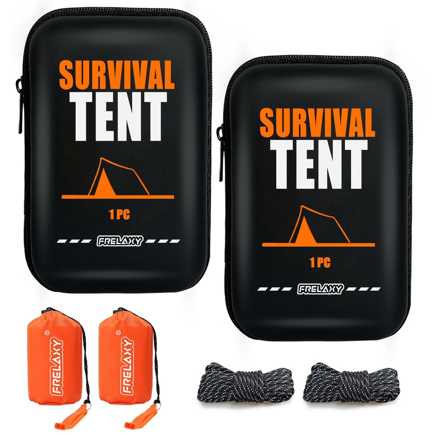 Frelaxy Extra-Thick Emergency Tent, Compact Survival Tent with Whistle, Upgraded Paracord, Storage Pouch, and EVA Case, 2 Person Emergency Shelter for Backpacking, Hiking, Outdoor