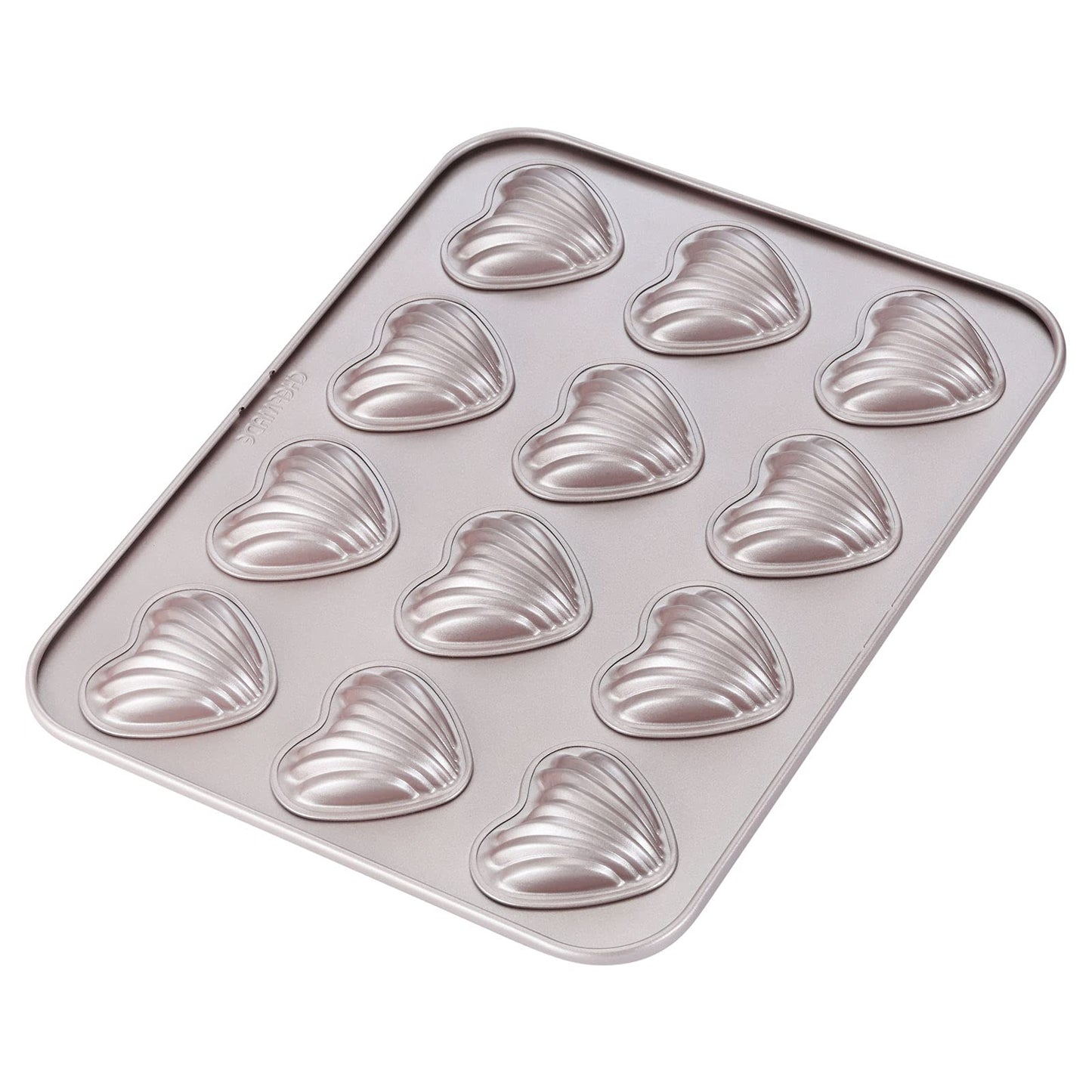 CHEFMADE Madeleine Mold Cake Pan, 12-Cavity Non-Stick Scallop Madeline Bakeware for Oven Baking (Champagne Gold)