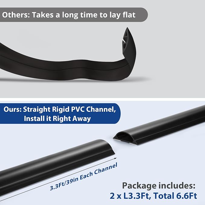 Cord Cover Floor 6.6ft, Large Capacity Floor Cable Cover, Hard PVC Cord Hider