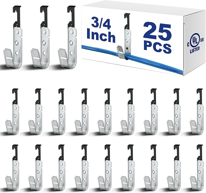 Zonon 25 Pcs J Hooks for Hanging Metal J Hook Hangers Cable Support