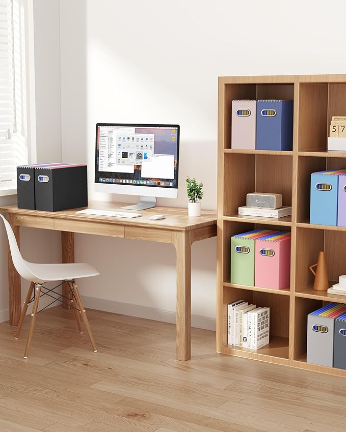 Oterri Cardboard File Organizer Box for Hanging File Folders Letter Size,File Box for Computer Desk,File Cabinet,Working Home,Office,Classroom (Navy, Letter Size - 4 Packs)