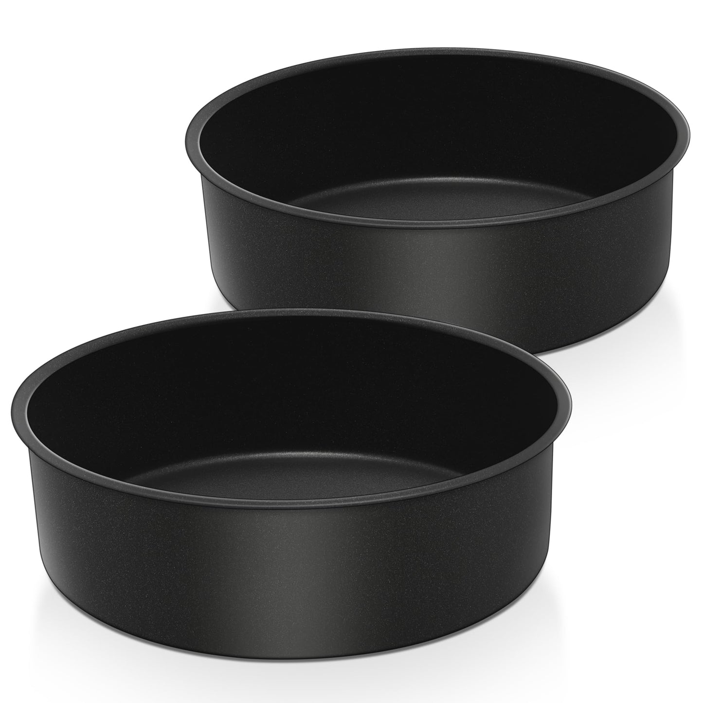 E-far 8 x 3 Inch Cake Pan Set of 3, Nonstick Stainless Steel Round Cake Pans Tin for Baking Birthday Wedding Layer Cakes, Stainless Steel Core & Non-toxic Coating, Deep & Straight Side