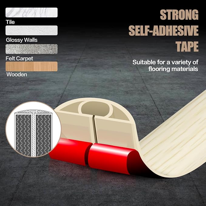 Floor Cord Cover Self Adhesive Cord Hider, 10FT Cable Management, Extension