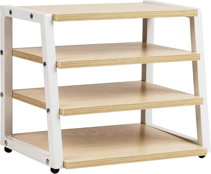 Mind Reader 4-Tier Desk Organizer, File Storage, Documents, Office, Metal, MDF, 14.5" L x 10.5" W x 12" H, White