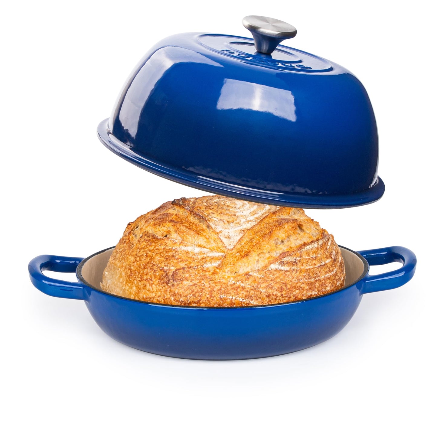 Enamelled Cast Iron Dutch Oven For Bread Baking – Dutch Oven Pot For Sourdough Bread Baking – Cast Iron Bread Pot – Dark Blue, 6 Quarts, 26cm – by Nuovva